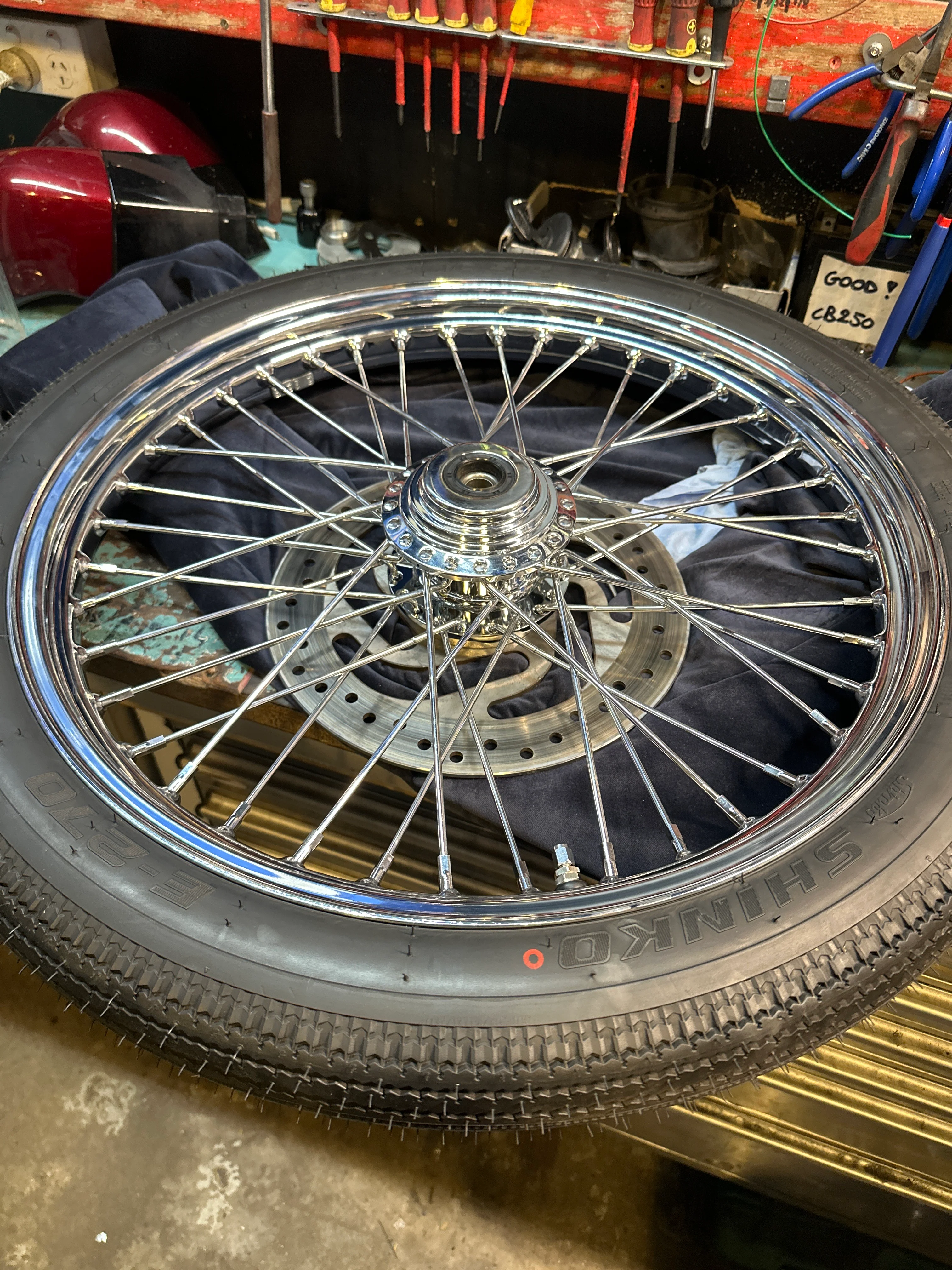 40 spoke 21x2.15 narrow Harley Sportster / narrow V-Star 650 chrome wheel - Image 2