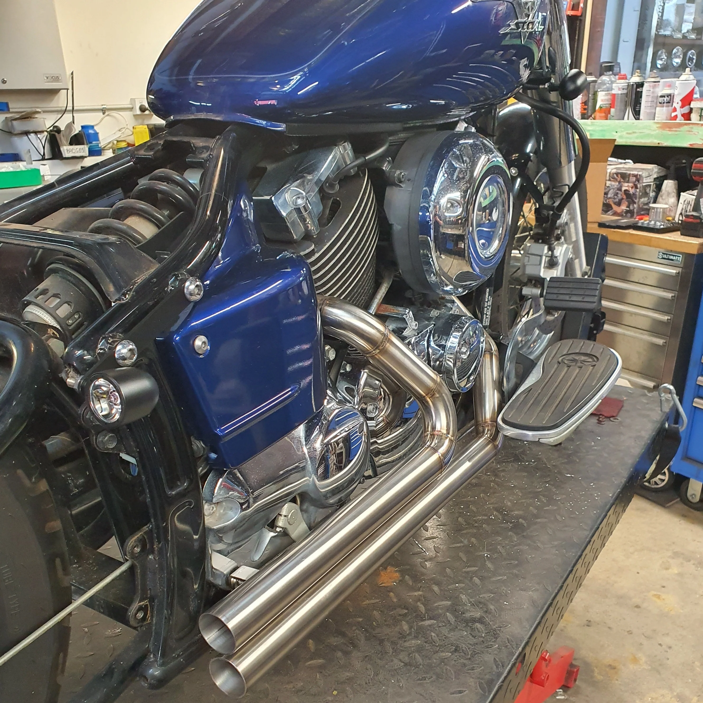 Yamaha XVS650 V-star - Stainless Exhaust "Short Shots" - Image 5