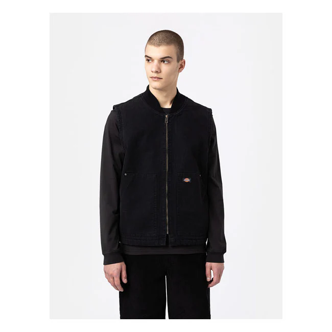 DICKIES DUCK CANVAS VEST STONE WASHED BLACK - Image 3