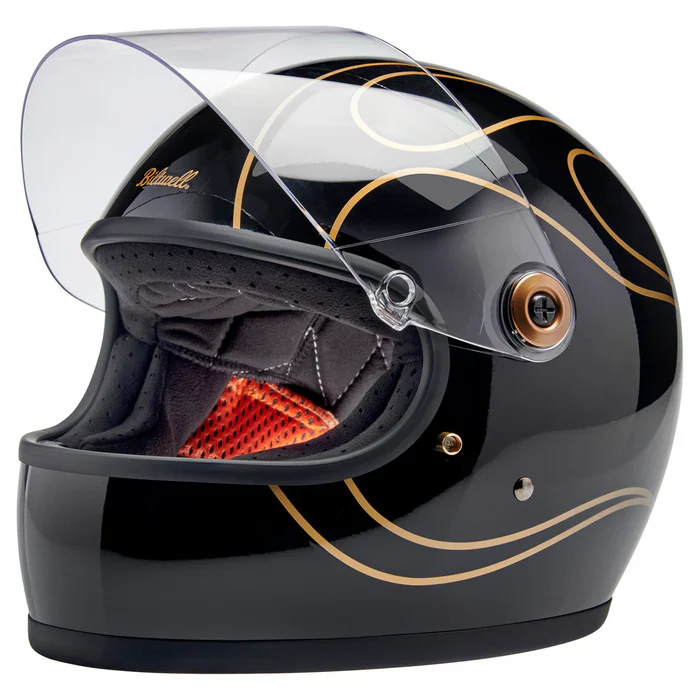 GRINGO S ECE R22.06 HELMET - GLOSS BLACK FLAMES - Image 2
