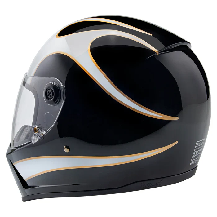 Lane splitter ECE R22.06 Helmet - Gloss Black / Gloss White Flames - Image 11
