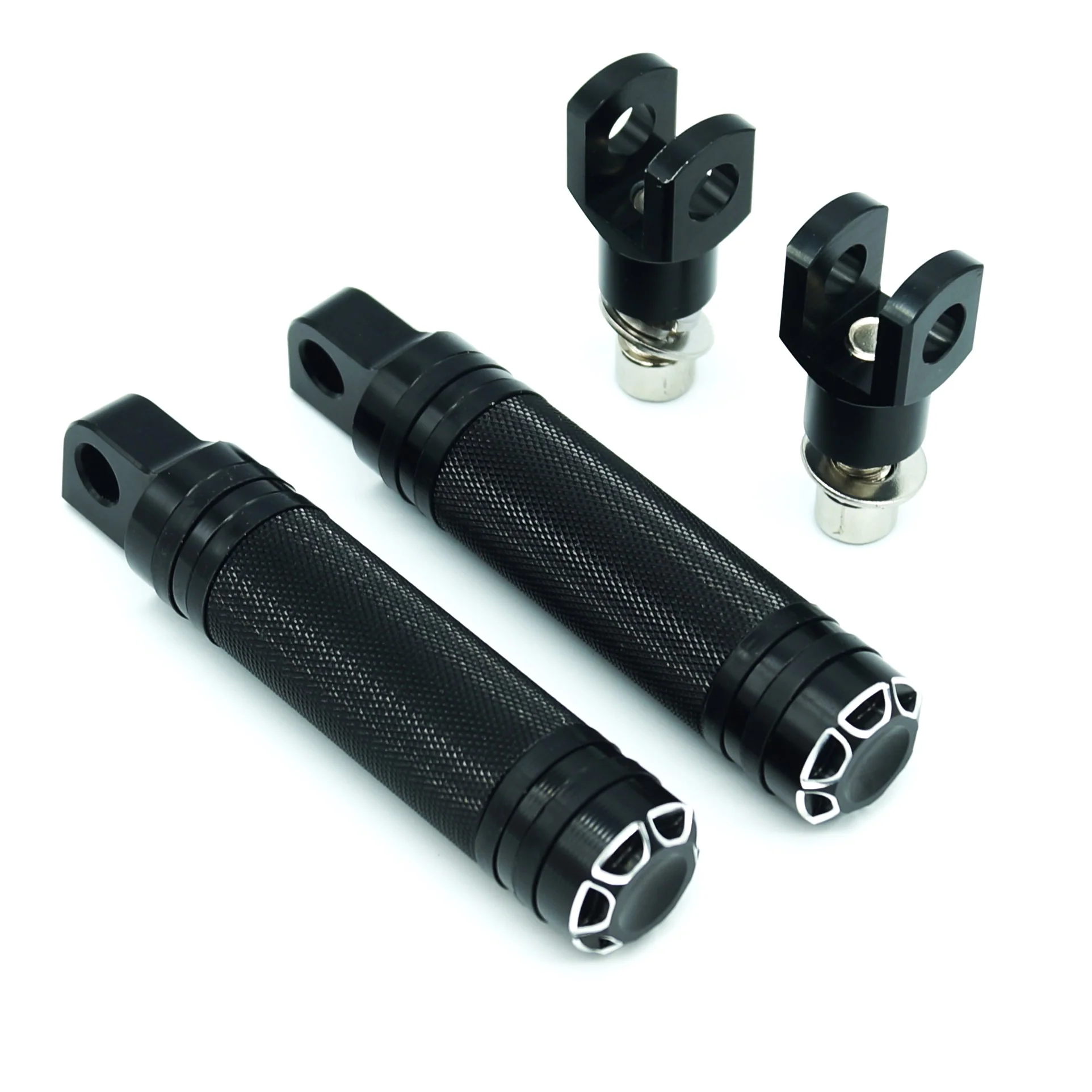 Yamaha XVS650 XVS1100 V-star Knurled CNC Pillion Pegs Full Kit - Image 7